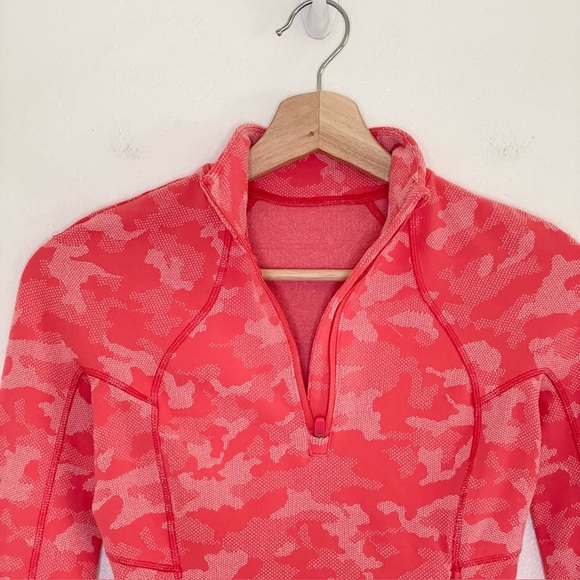 Lululemon Its Rulu Run Cropped Half Zip Heritage Camo Jacquard Raspberry Pink 0 - Picture 10 of 16